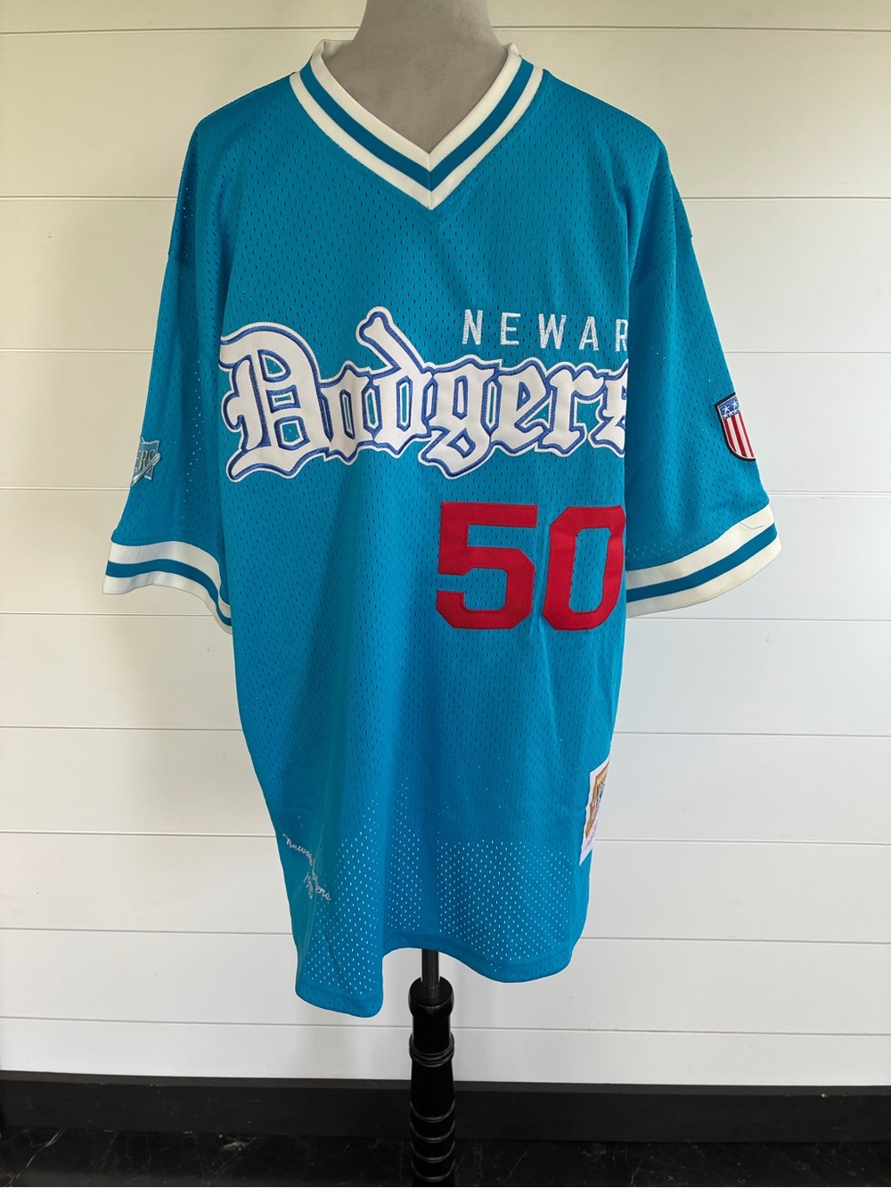 Men's NEWARK DODGERS BLUE PULLOVER BATTING JERSEY - Brand New - Negro league 2X